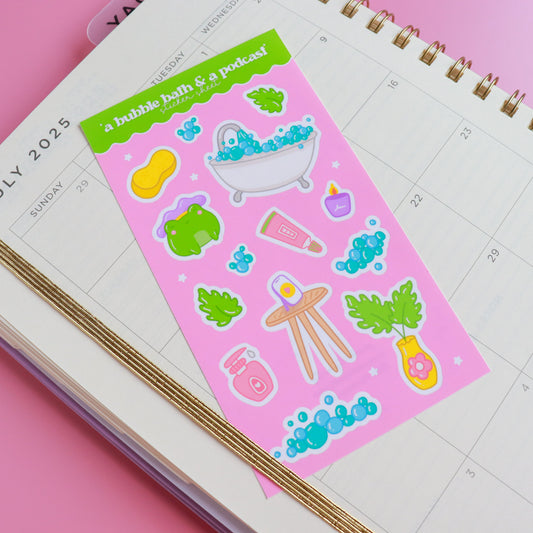 A Bubble Bath & a Podcast Sticker Sheet