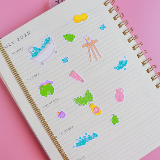 A Bubble Bath & a Podcast Sticker Sheet