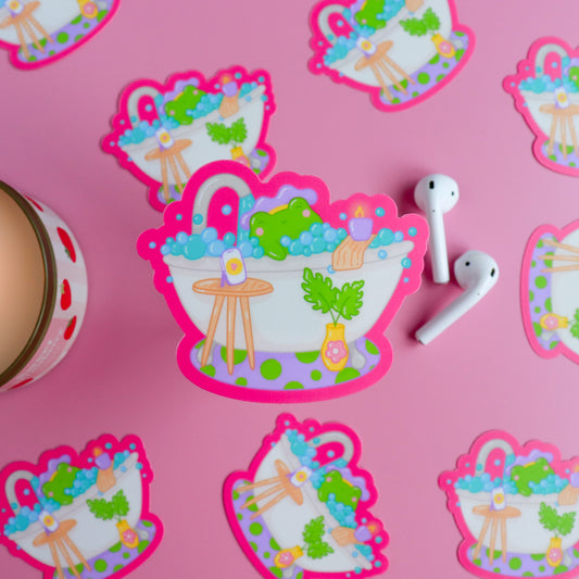 A Bubble Bath & a Podcast Sticker
