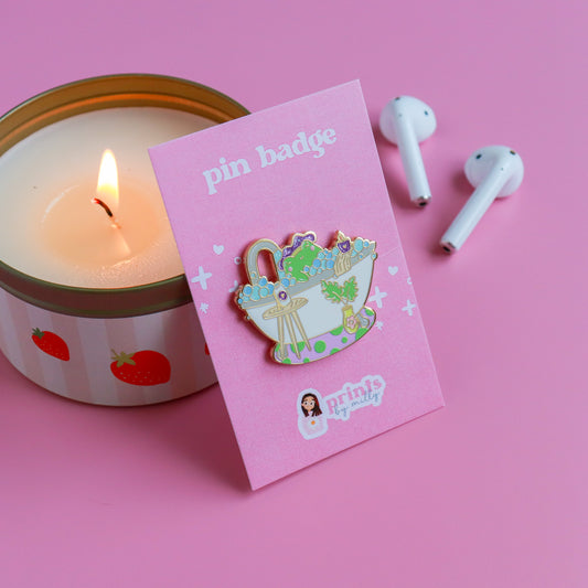 A Bubble Bath & a Podcast Enamel Pin