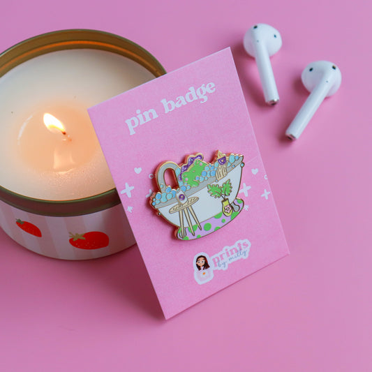 A Bubble Bath & a Podcast Enamel Pin