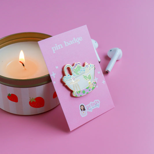 A Bubble Bath & a Podcast Enamel Pin