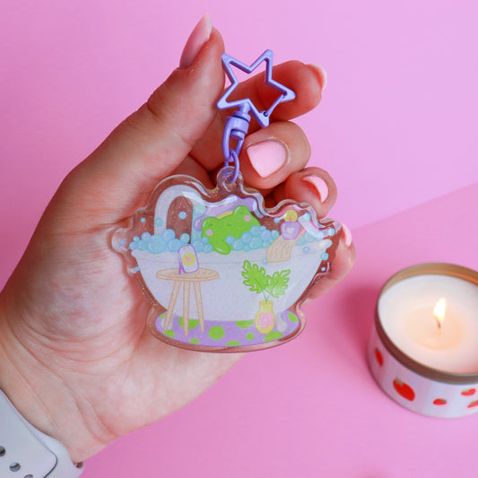 A Bubble Bath & a Podcast Acrylic Keyring
