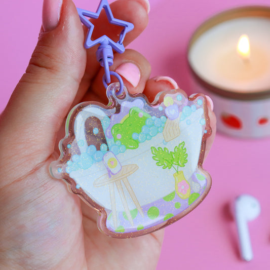 A Bubble Bath & a Podcast Acrylic Keyring