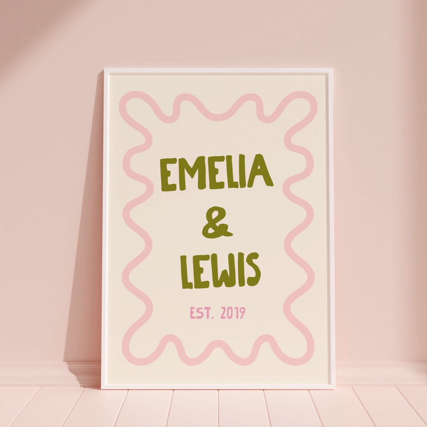 Personalised Couple Print (Green & Pink)