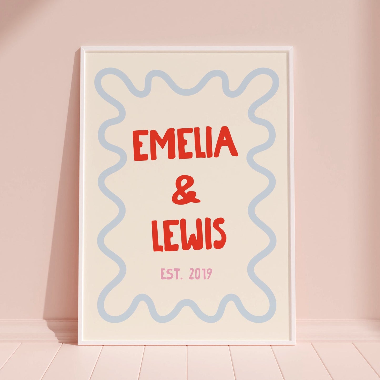 Personalised Couple Print (Red & Blue)