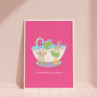 A Bubble Bath & a Podcast Wall Art Print