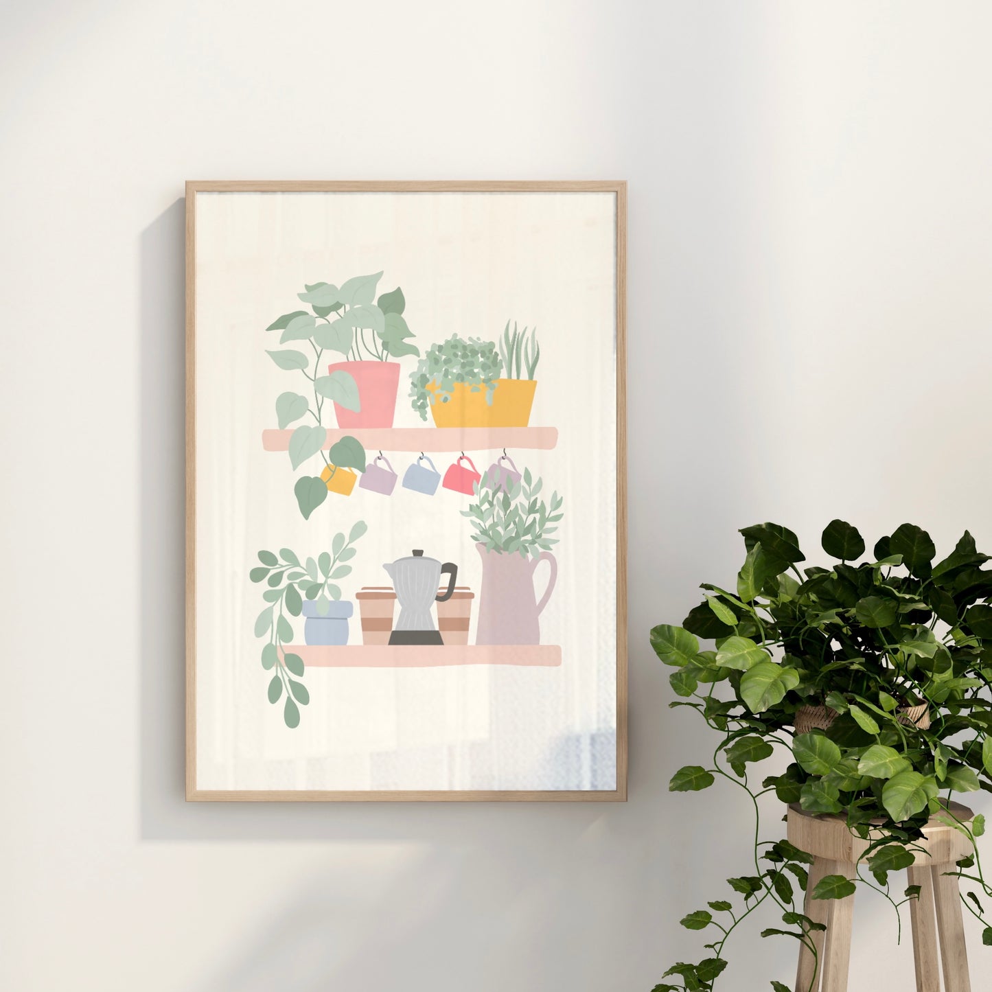 Cute Kitchen Shelf Wall Art Print