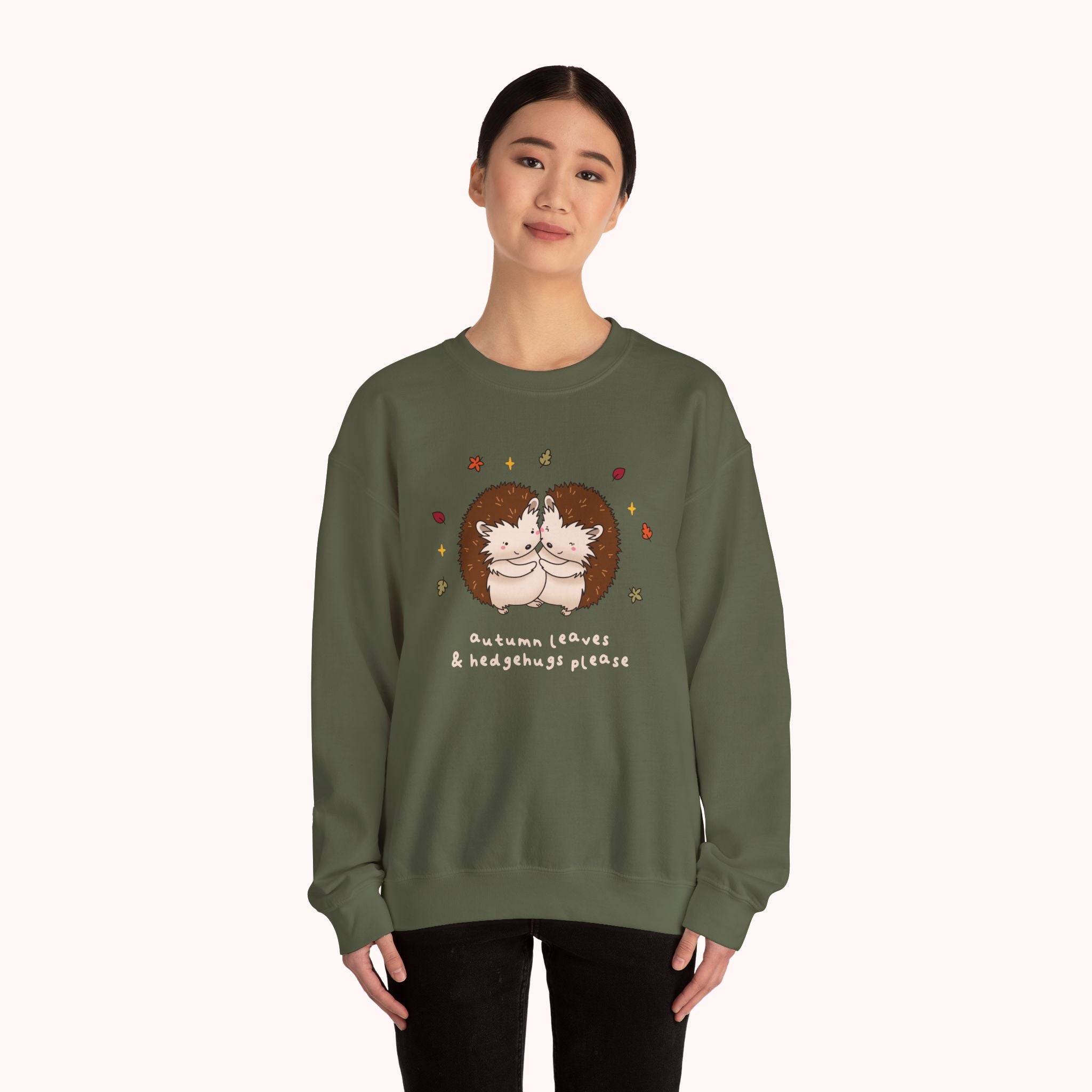 Autumn Leaves & Hedgehugs Please Crewneck Sweatshirt