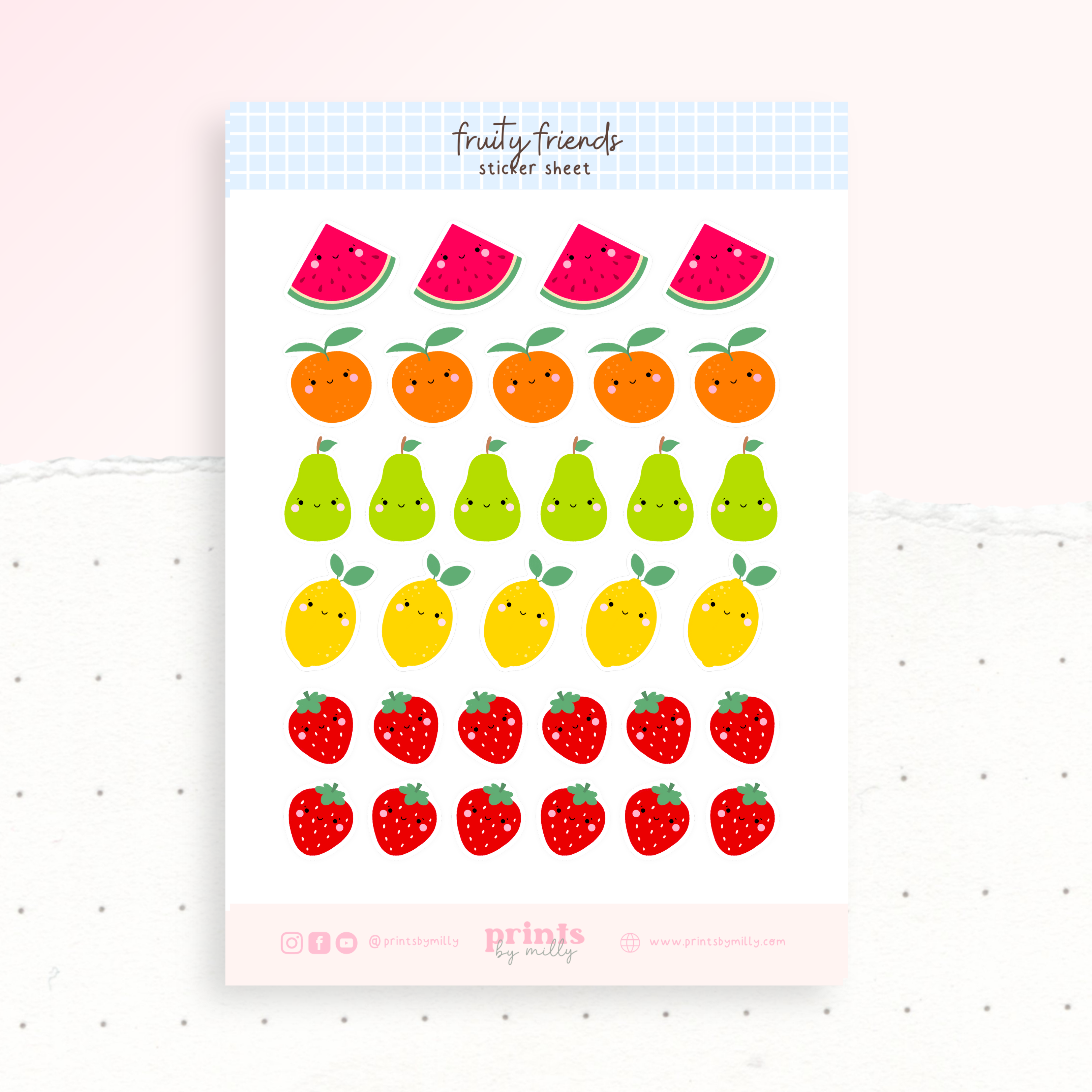 Fruity Friends Sticker Sheet – Prints by Milly