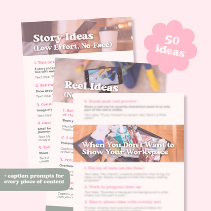 ‘50 No-Face Content Ideas’ E-Book – A Guide to Creating Engaging Content Without Showing Your Face