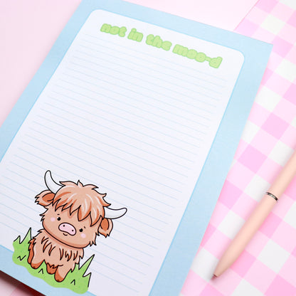 Not In The Moo-d A5 Lined Notepad