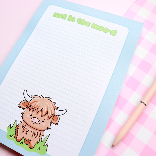 Not In The Moo-d A5 Lined Notepad