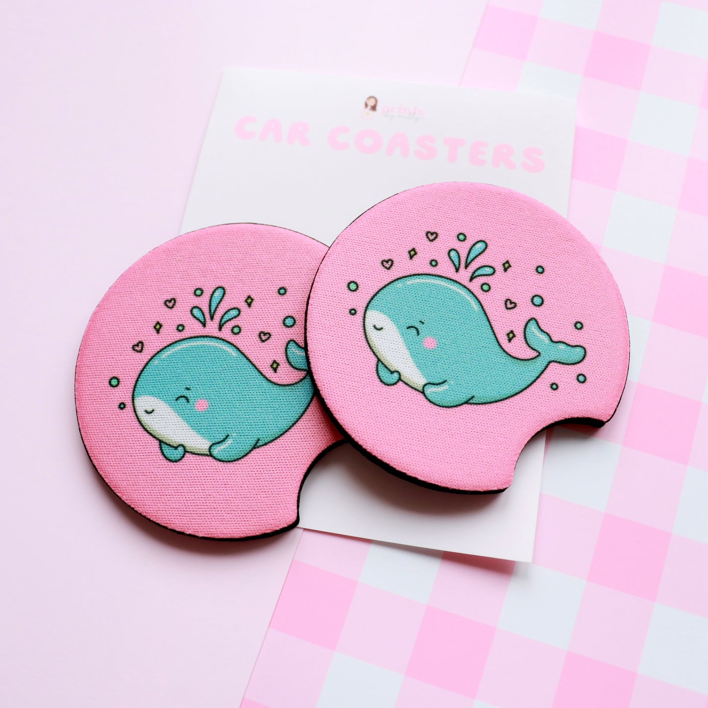 Cute Whale Car Coasters (Set of 2)