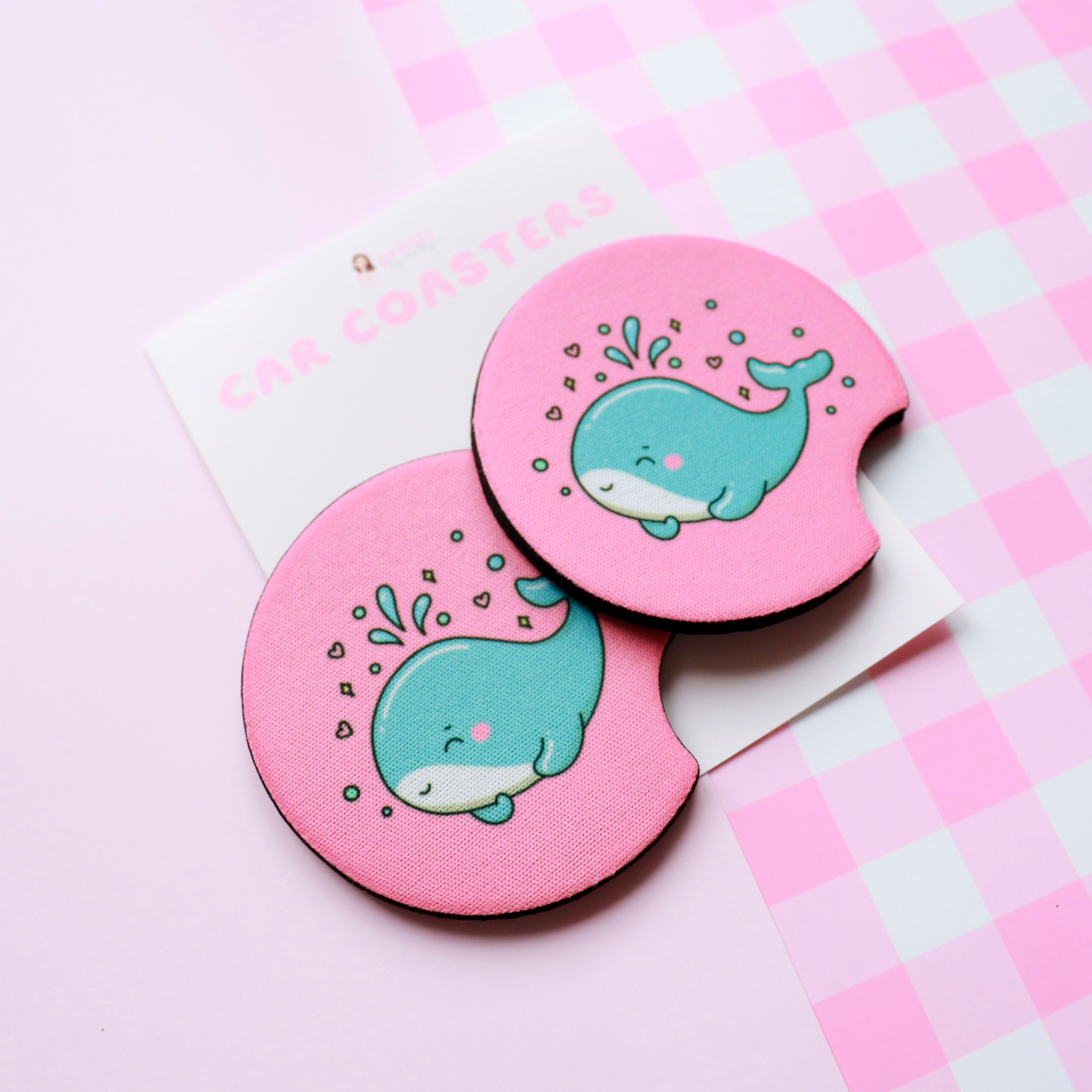 Cute Whale Car Coasters (Set of 2)