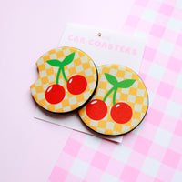 Cherry Car Coasters (Set of 2)