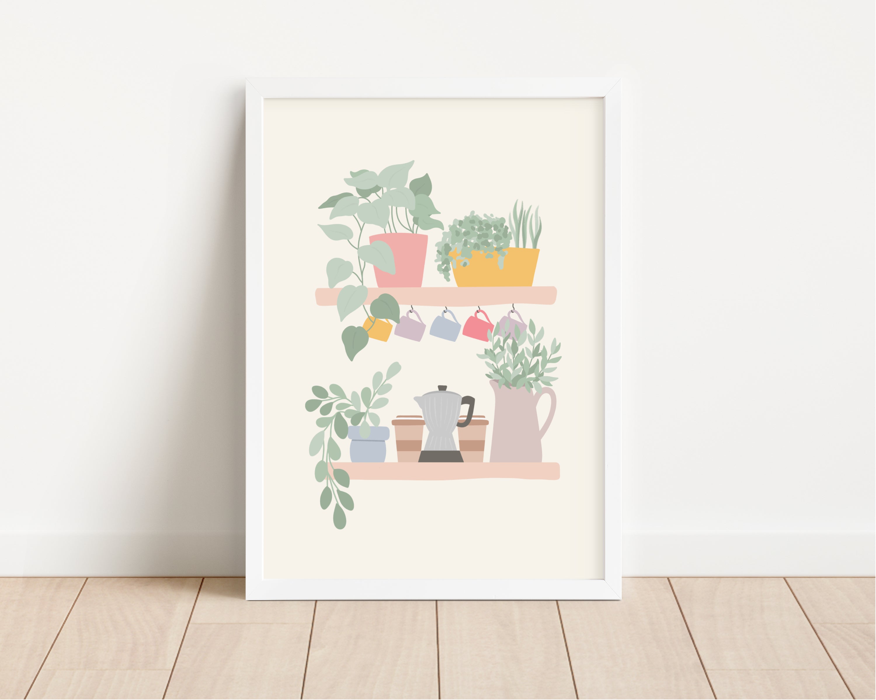 Cute Kitchen Shelf Wall Art Print