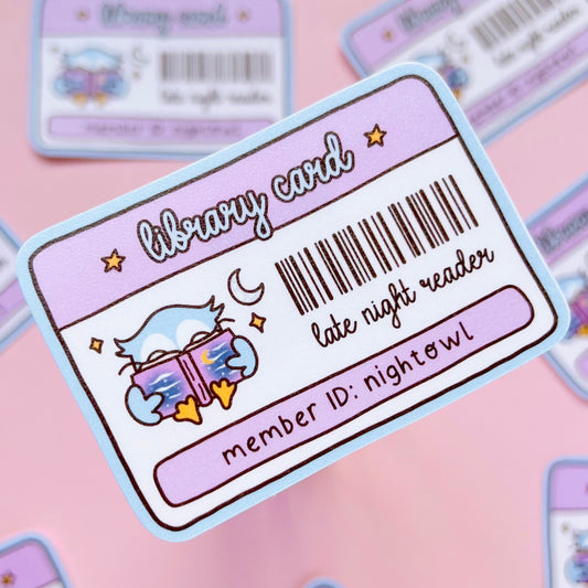 Late Night Reader Library Card Sticker