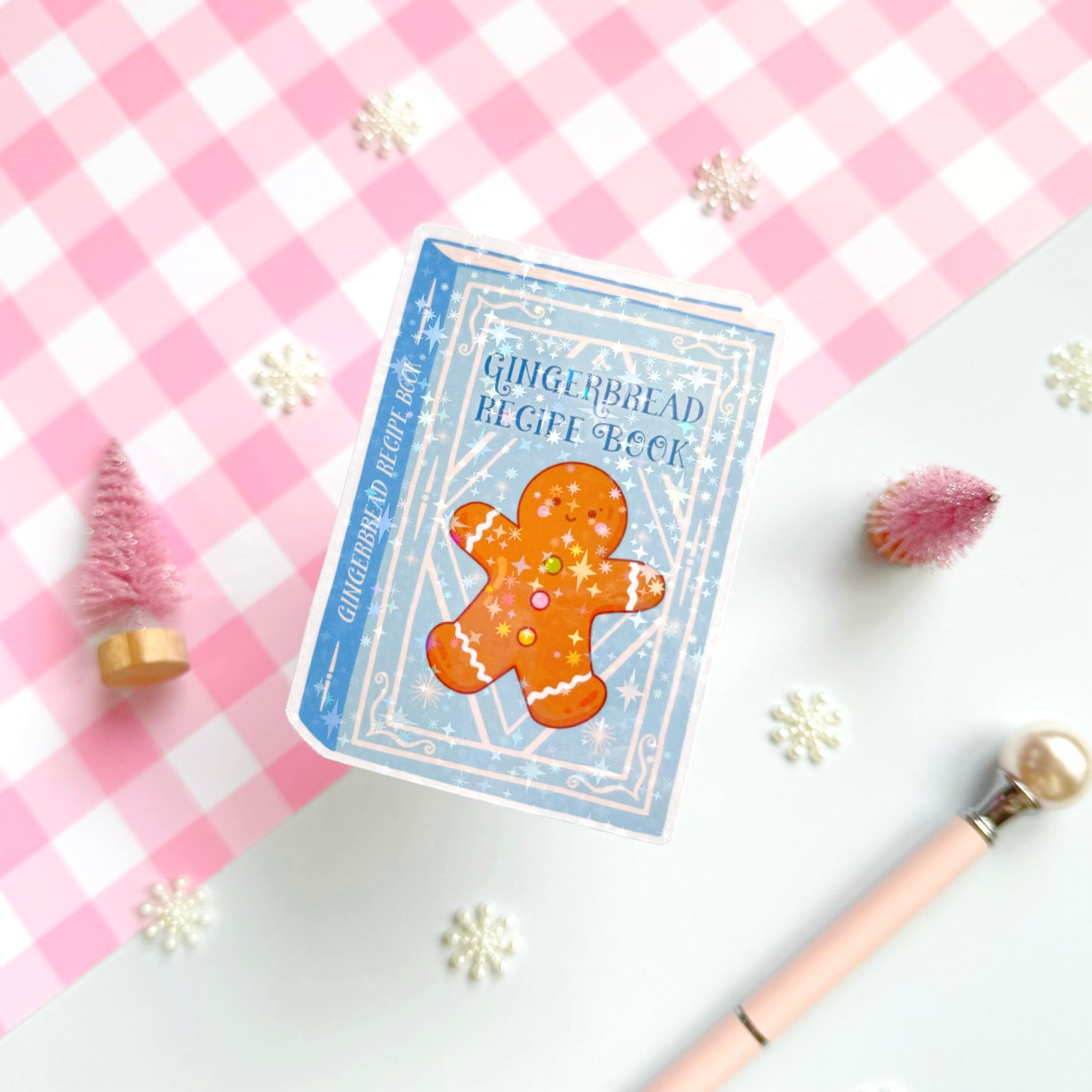 Gingerbread Recipe Book Sparkly Sticker