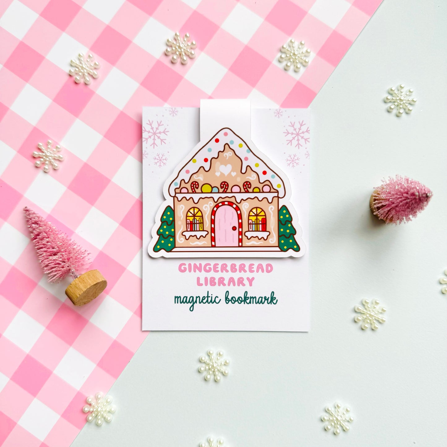 Gingerbread Library Magnetic Bookmark