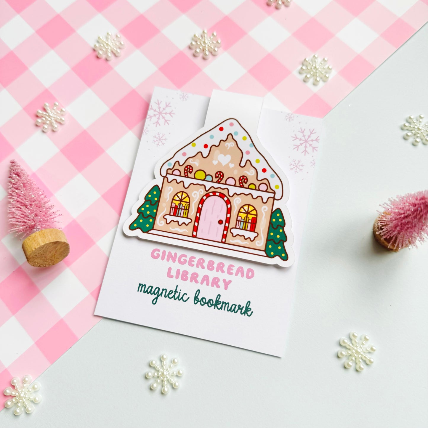 Gingerbread Library Magnetic Bookmark