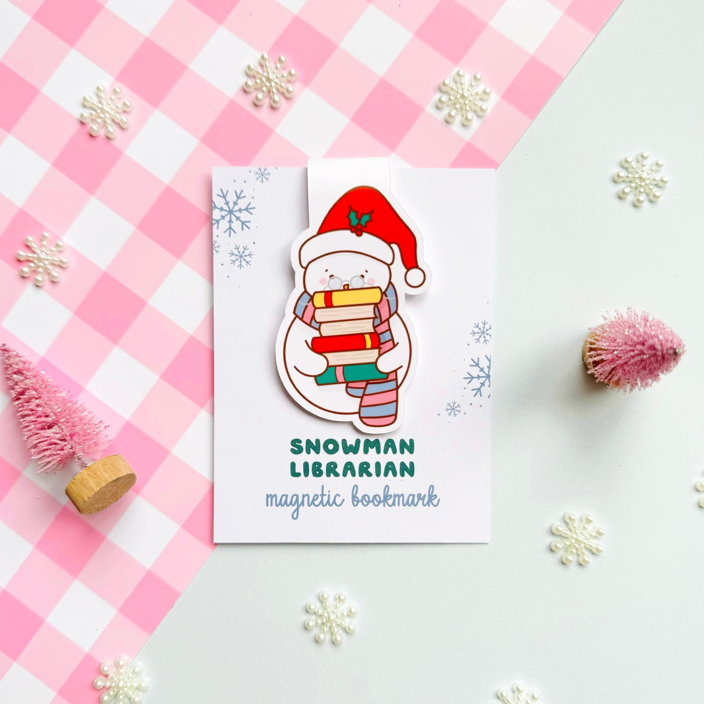 Snowman Librarian Magnetic Bookmark