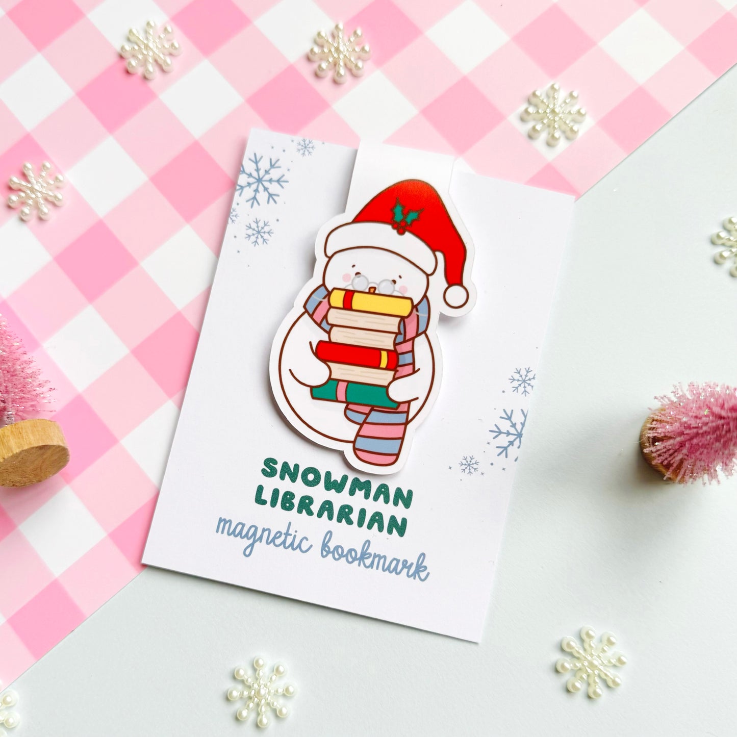 Snowman Librarian Magnetic Bookmark