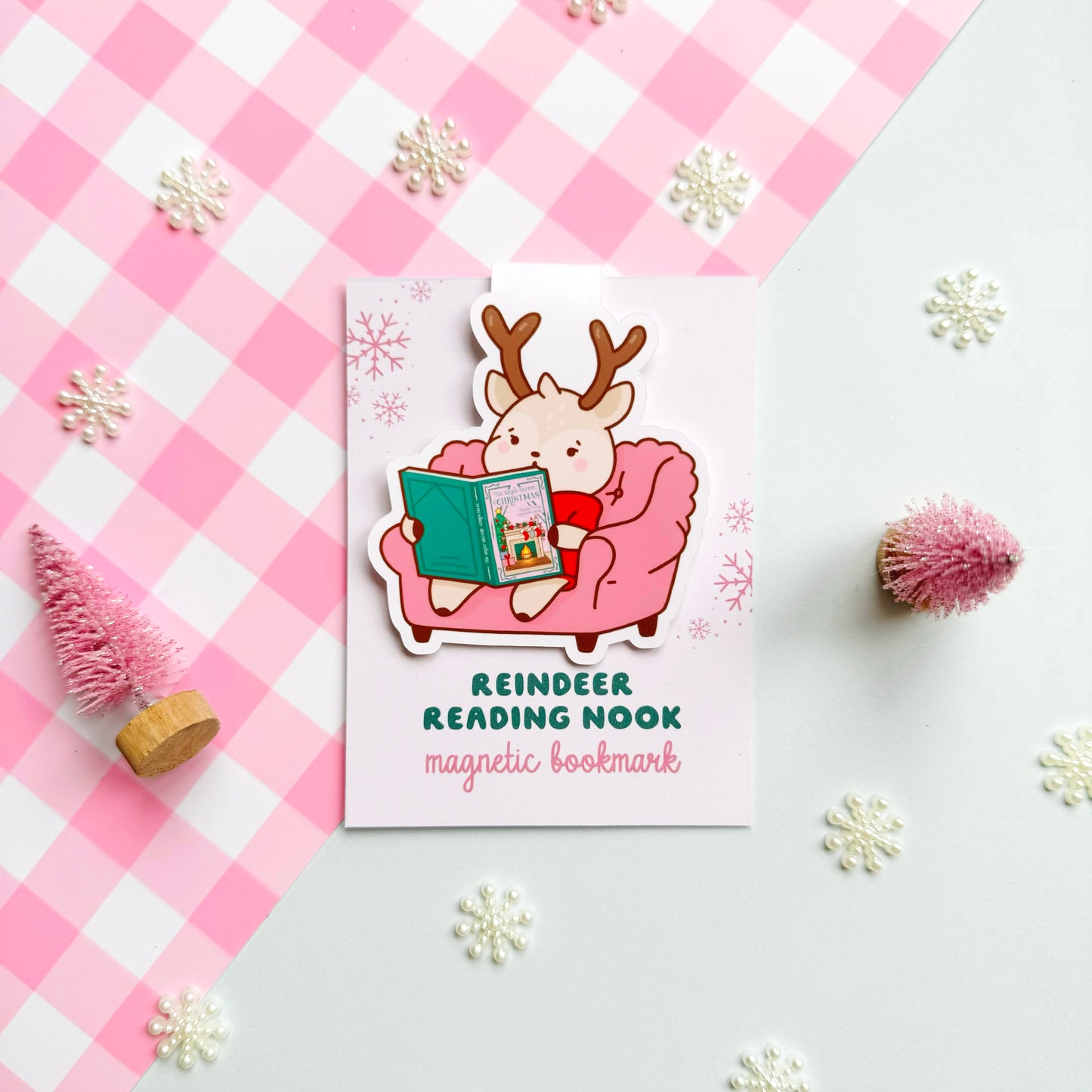 Reindeer Reading Nook Magnetic Bookmark