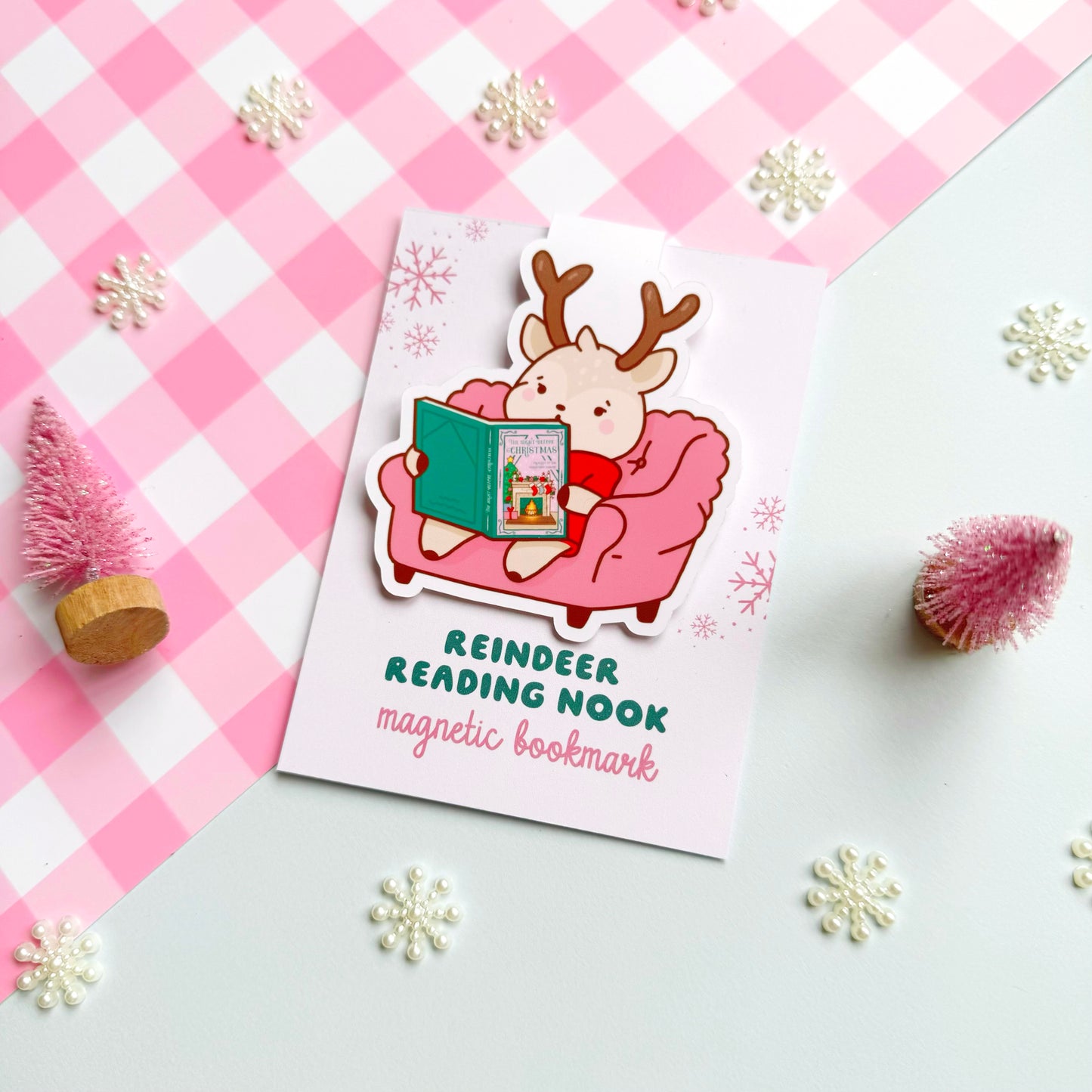 Reindeer Reading Nook Magnetic Bookmark