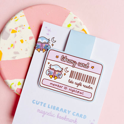 Late Night Reader Library Card Magnetic Bookmark