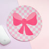 Pink Bow Check Mouse Pad