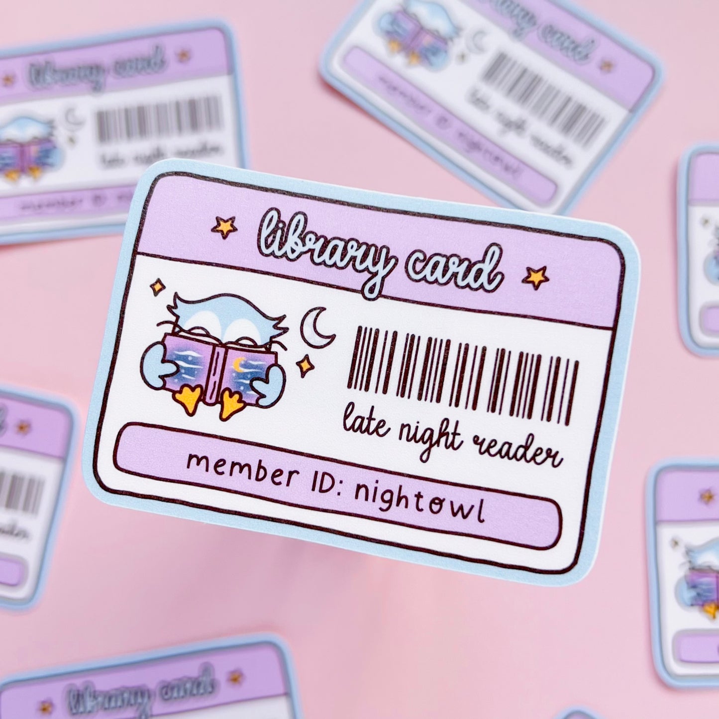 Late Night Reader Library Card Sticker