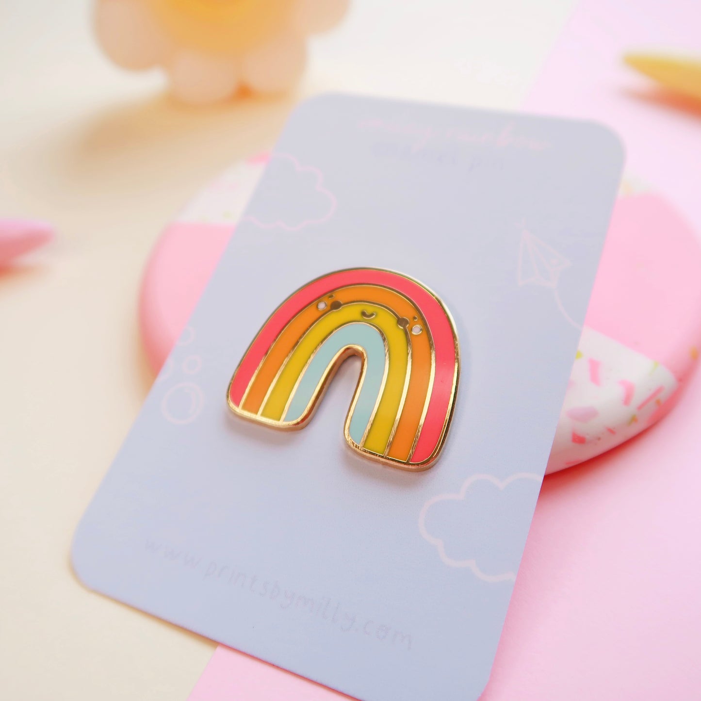 Smiley Rainbow Enamel Pin