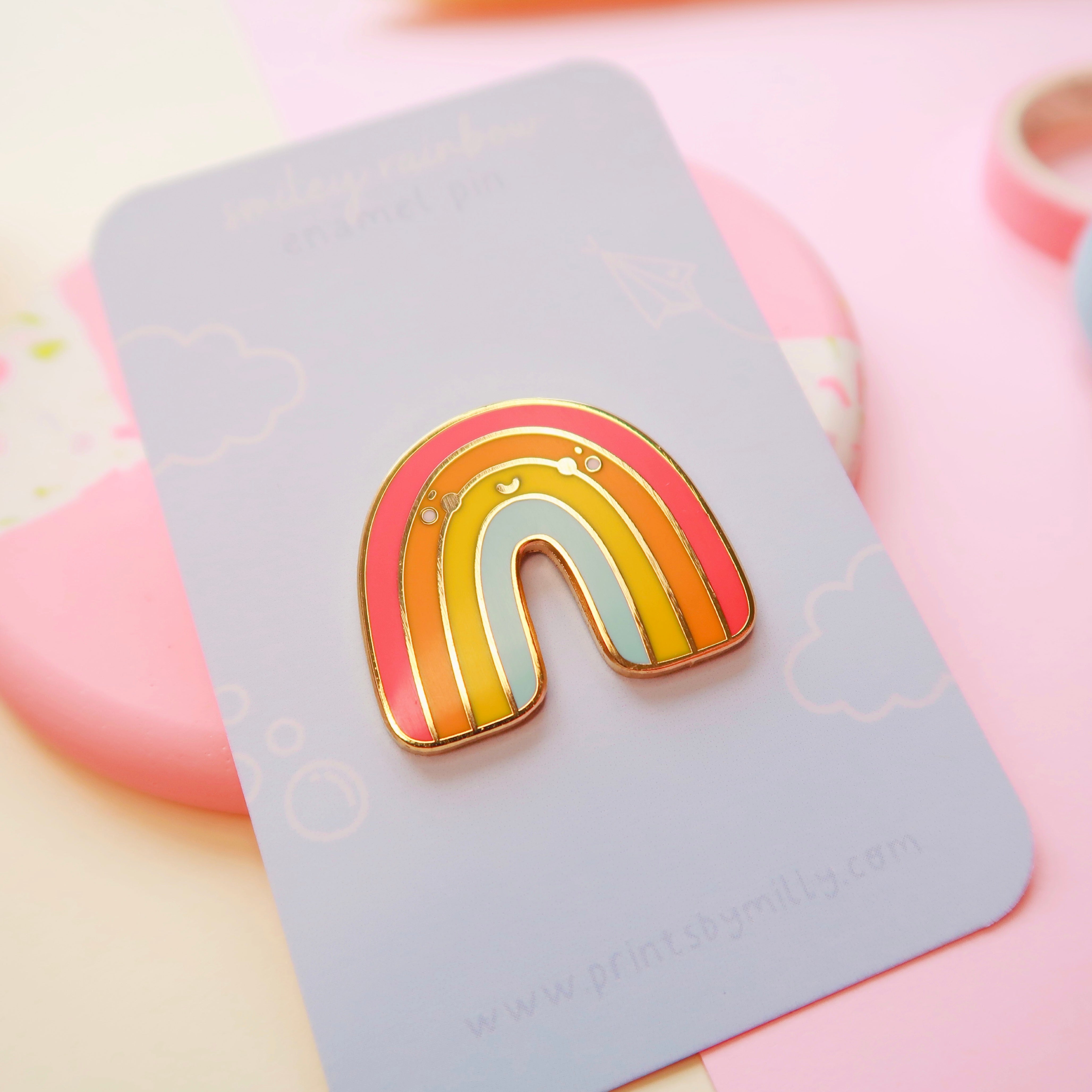 Smiley Rainbow Enamel Pin