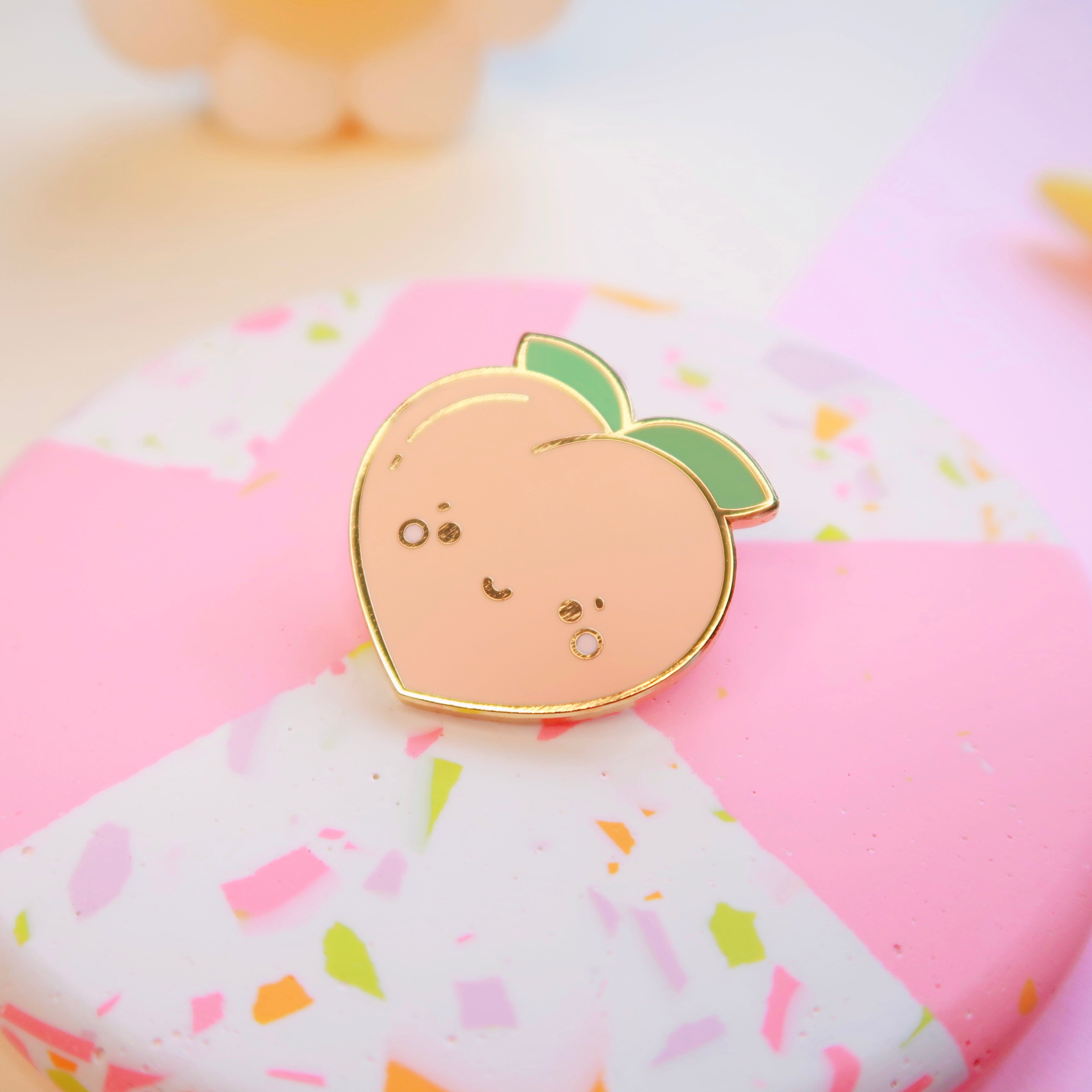 Smiley Peach Enamel Pin