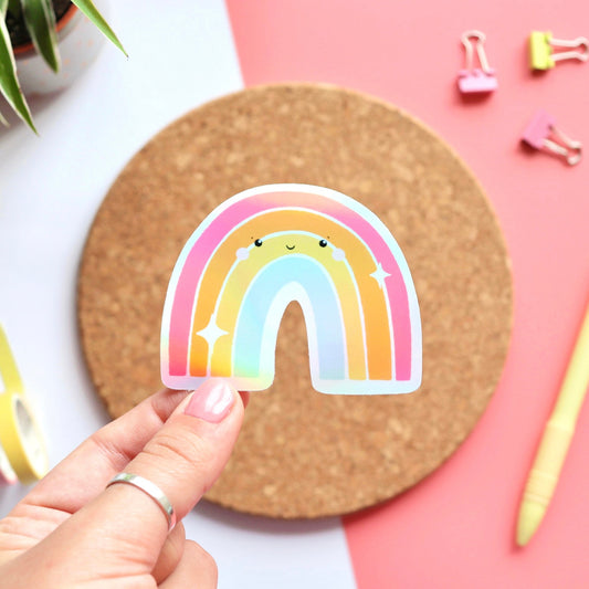 Smiley Rainbow Holographic Sticker